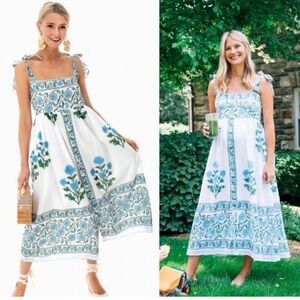 Juliet Dunn Poppy Tie Shoulder Midi Dress Size 1/ Small